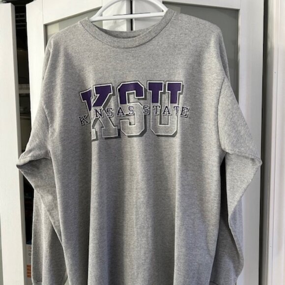 Men's Large JanSport Gray Kansas State Heavyweight Long-sleeve T-Shirt - Picture 1 of 7